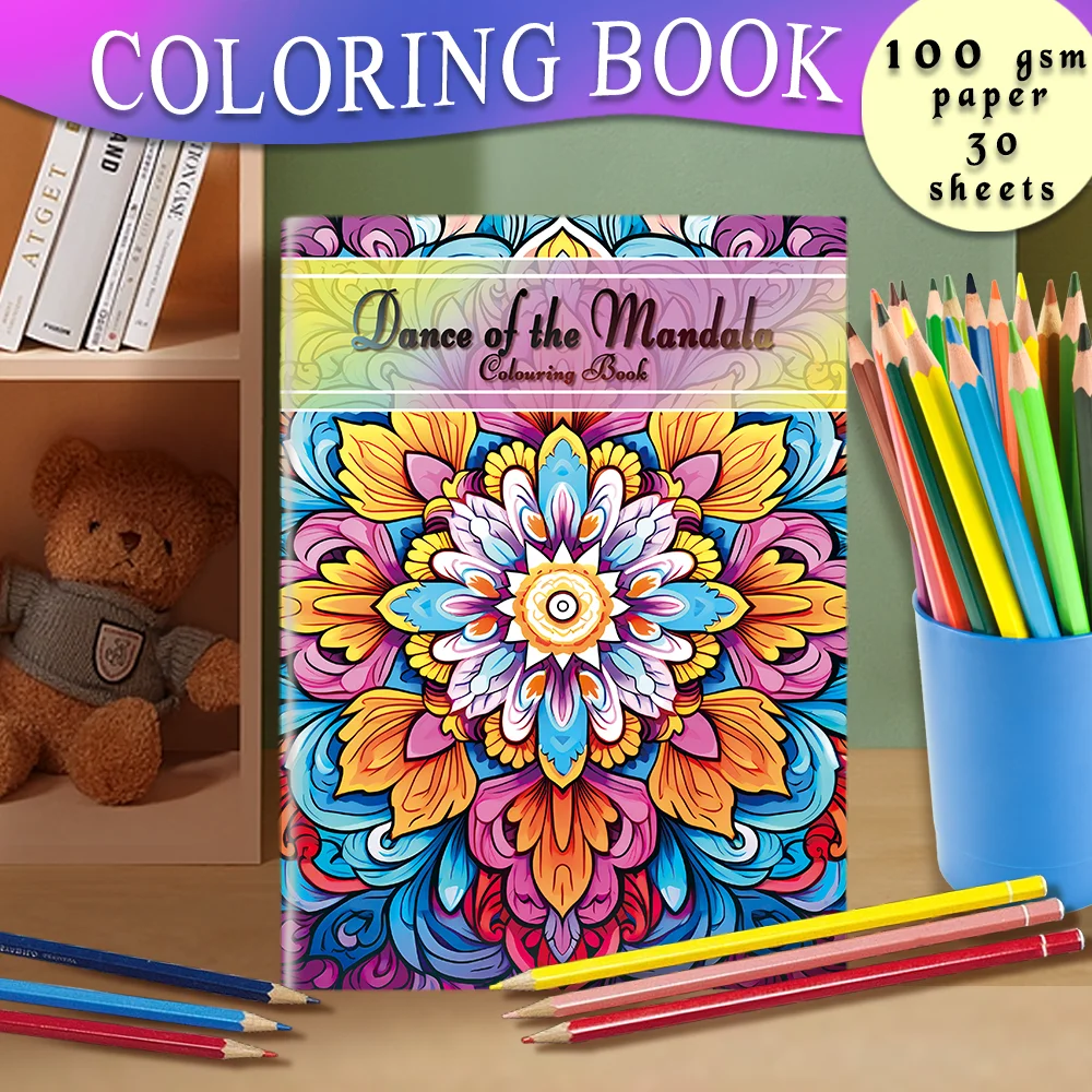 1pc, Mandala Coloring Book, Teenagers Coloring Book, 30 Different Patterns, 100gsm Thick Paper, Stress Relief, Birthday Gift