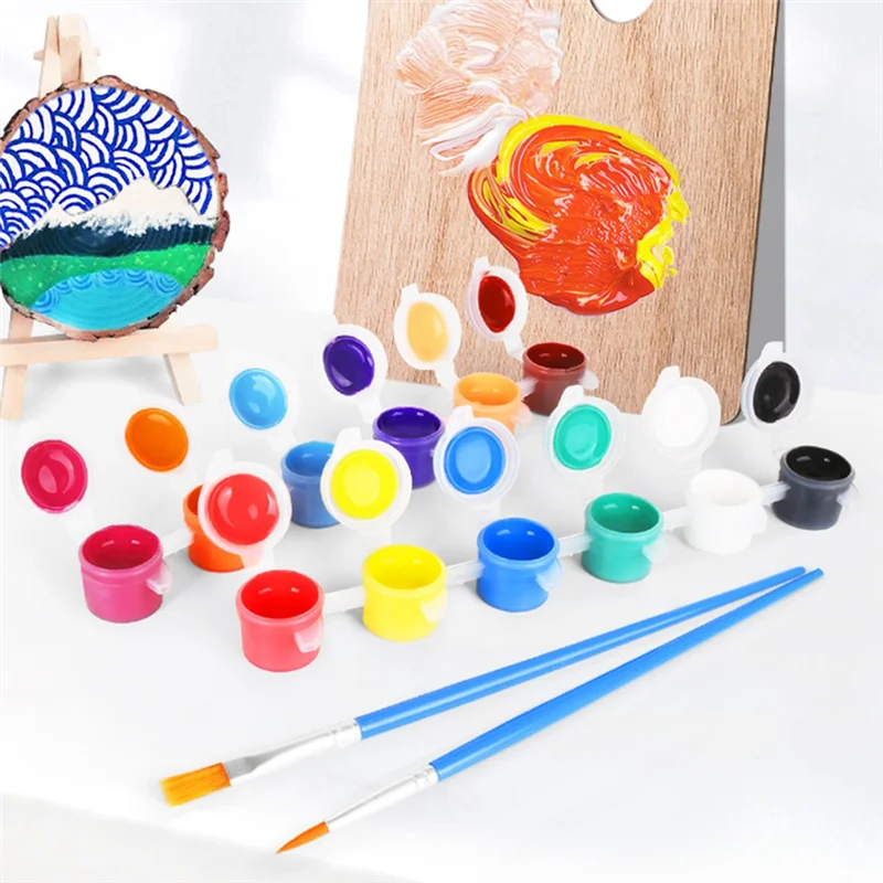 

AT16 Мини-набор акриловых красок, 12 цветов, полоски акриловых красок, кисти для рисования, краска для рукоделия, детский набор красок, контейнер для хранения полосок