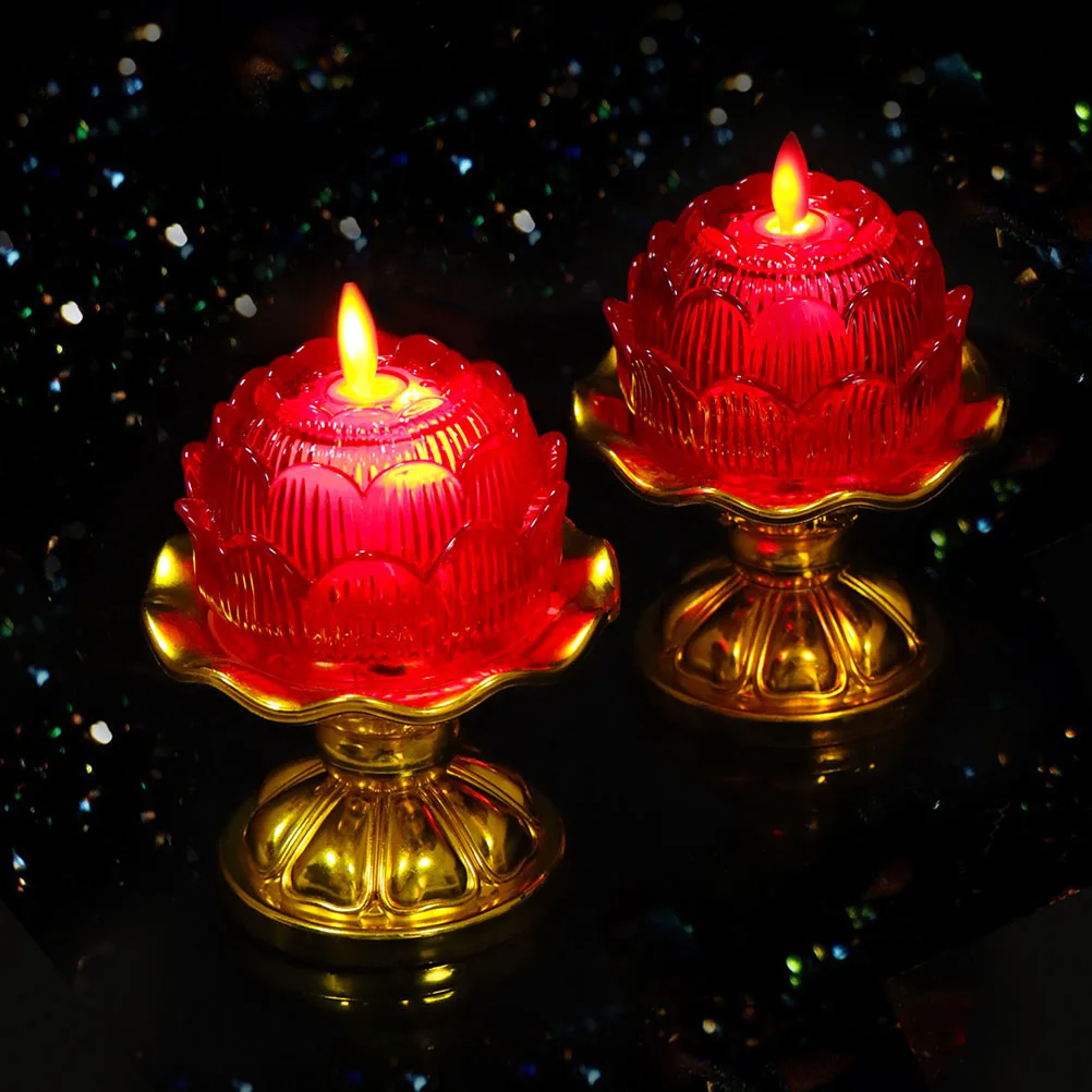 

2Pcs Electronic LED Candles Red Operated Warm White Wedding Decor Flameless Flickering LightsDecoration