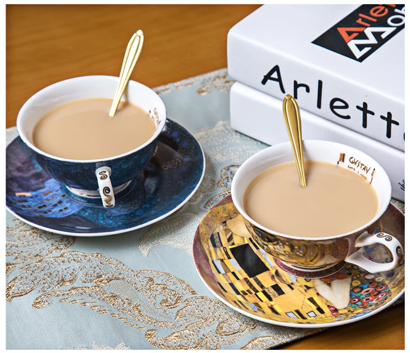 220ML, real bone china coffee cup, kiss girlfriend gift, couple ceramic tea cup with saucer, porcelain espresso mug, cafe  latte
