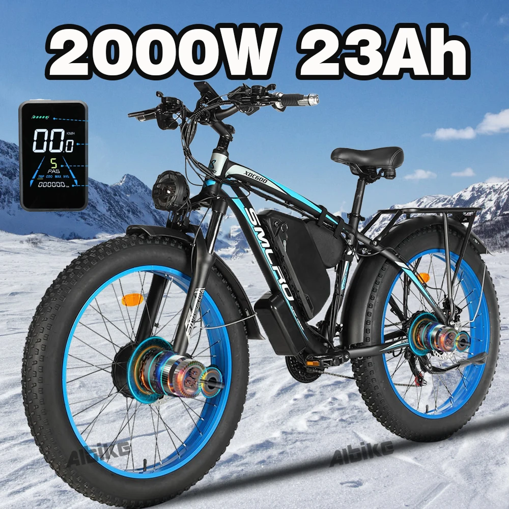 

Electric Bike 2000W Ebike for Adults 55km/h Electric Bicycle Dual Motor Electric Mountain Bike Fat Tire E-Bike 48V 22AH Battery