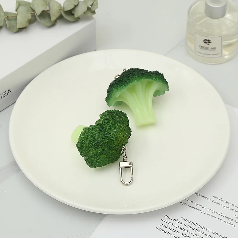 1PC Simulation PVC Broccoli Keychain Simulation Vegetable Model Ornaments Keychain Broccoli Bag Charm Broccoli Key Ring