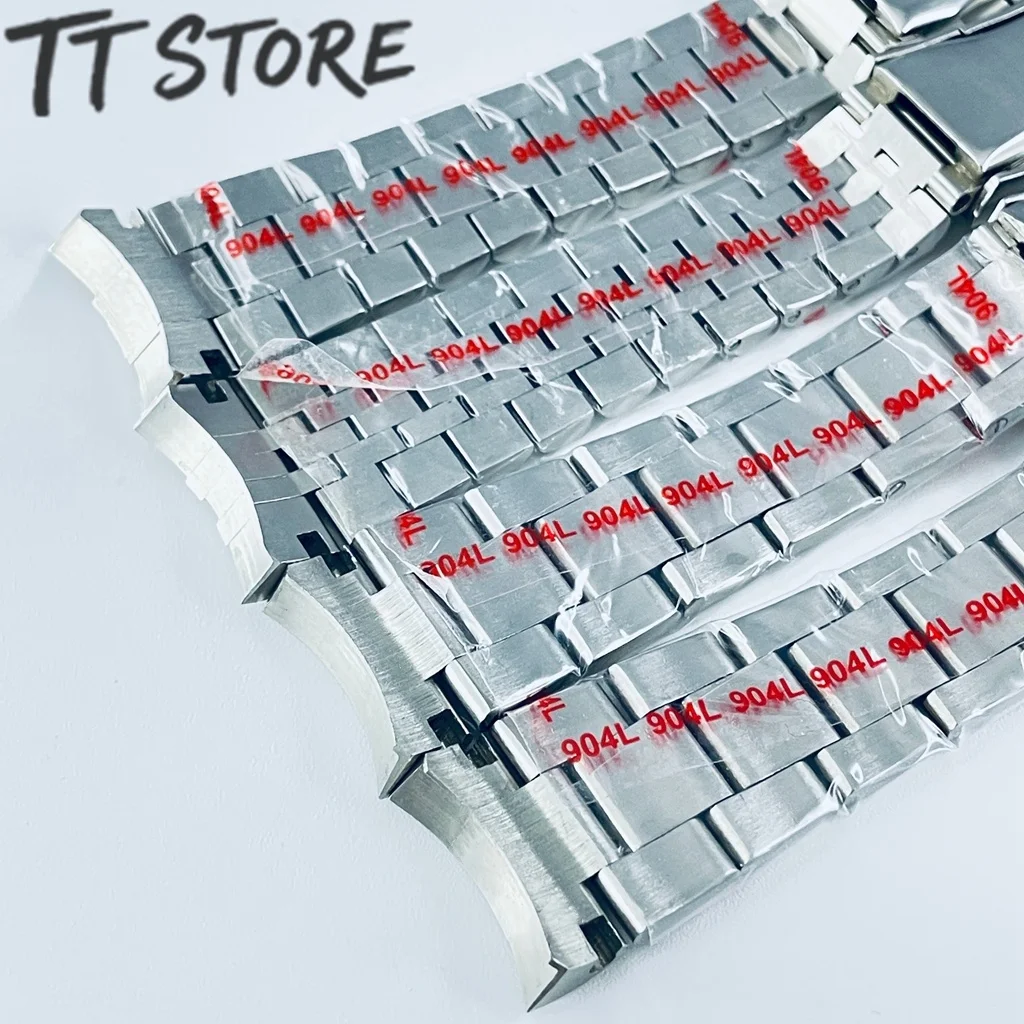 20mm Width 904L Solid Stainless Steel Watch Band Brushed Polished Oyster Bracelet Folding Buckle Glide Lock Clasp image 4
