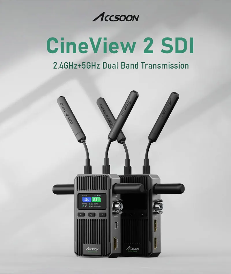 Accsoon Cineview 2 SDI Wireless Video Transmitter Receiver System 1500ft 2.4GHz 5GHz Transmission for Camera Monitoring