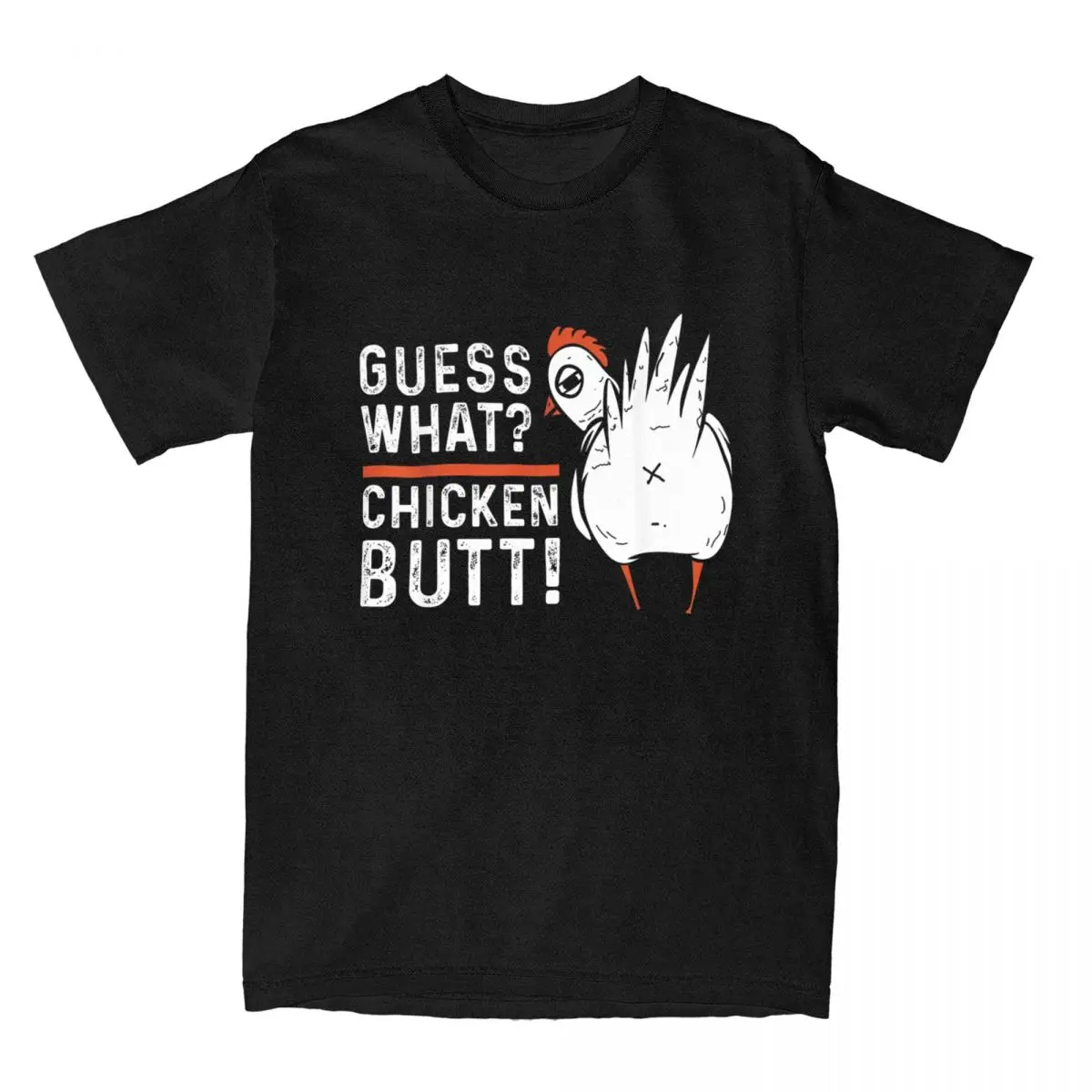 Funny Guess What Chicken Butt! White Design T-Shirts Men Vintage Cotton Tees Chicken Lover Farm T Shirts 4XL 5XL 6XL Clothes