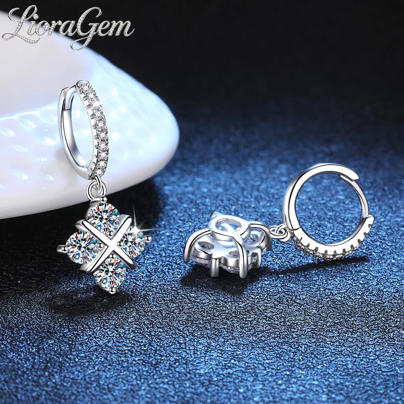 LioraGem Classic Cross-Design Moissanite Earrings, Dreamcatcher-Inspired Moissanite Earrings Platinum PT950 Stamp