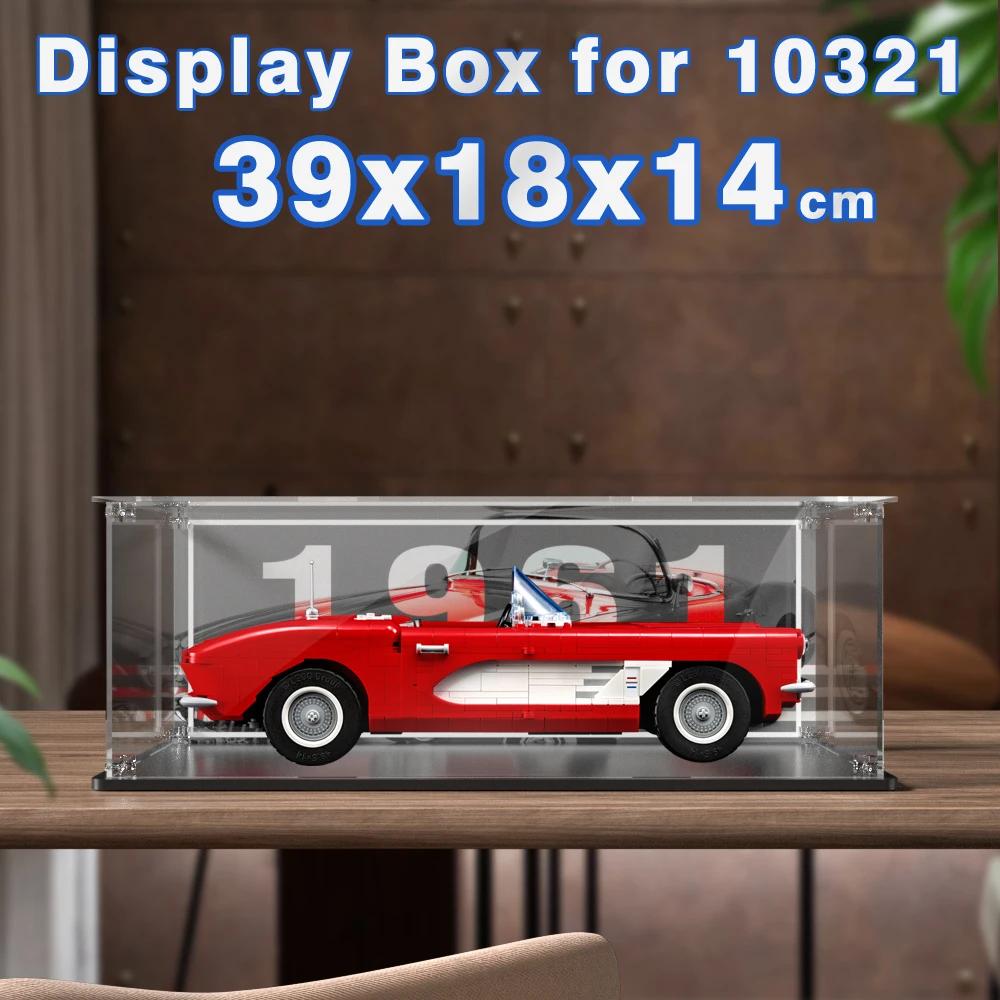 Acrylic display box for lego 10321 display case for Corvette 1961building block dustproof clear model car storage box 39x18x14cm