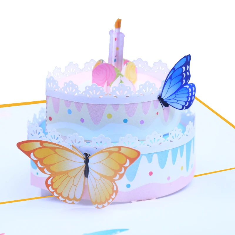 3D Pop Up Birthday Greeting Card, Candy, Cake, Kids, Girlfriend, Wife, Cartoon, Butterfly, Candle, Birthday Invitation, Gifts image 3