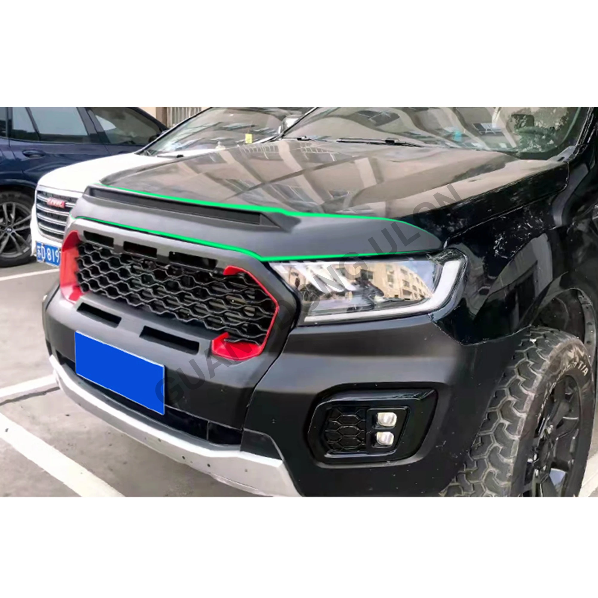 Front Protector Engine Hood Trims Car Part Sand And Stone Stopper Guard Plate Cover with LED For Hilux Revo 2015-2020