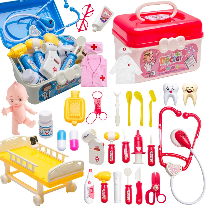 Children's Simulation Doctor Toys Set Girls Simulation Nurse Stethoscope Injection Play House Toys Medical Toolbox Toys