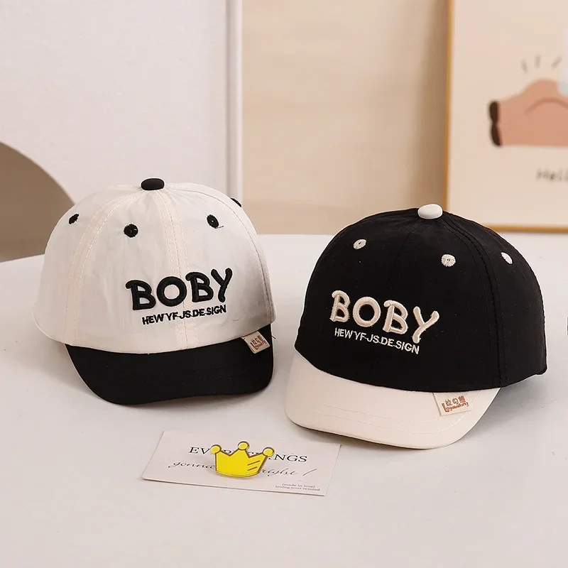 

Summer Letter Baby Baseball Cap Vintage Patchwork Embroidered Toddler Duck Tongue Hat Adjustable Cotton Kids Sun Hats