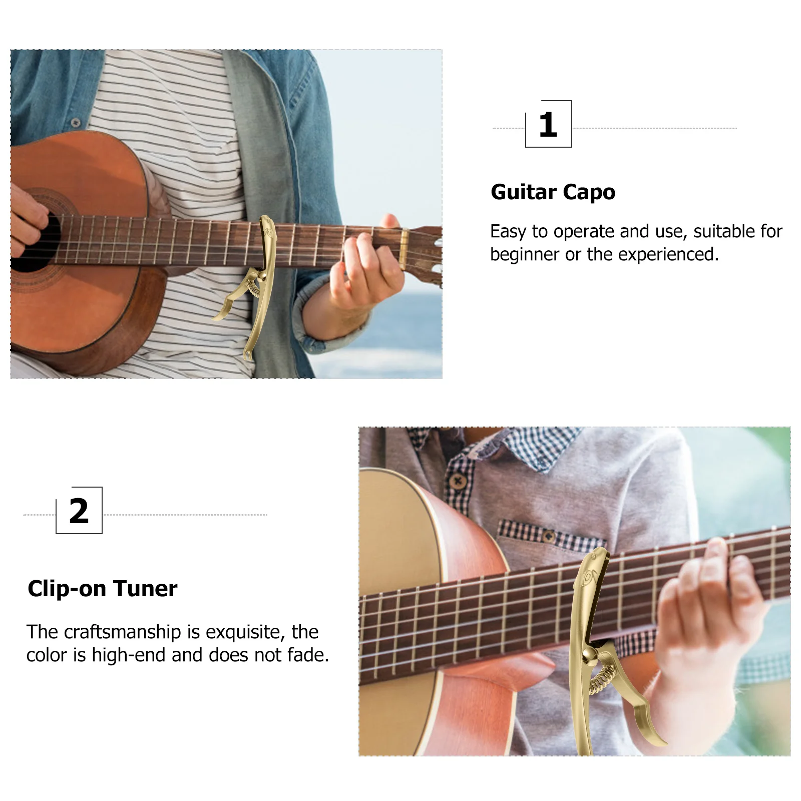 

1 шт. гитарный каподастр из сплава с высококачественной отделкой, не выцветающей силиконовой накладкой для защиты, стабильным креплением для 6-струнной гитары, без царапин, легко снимается