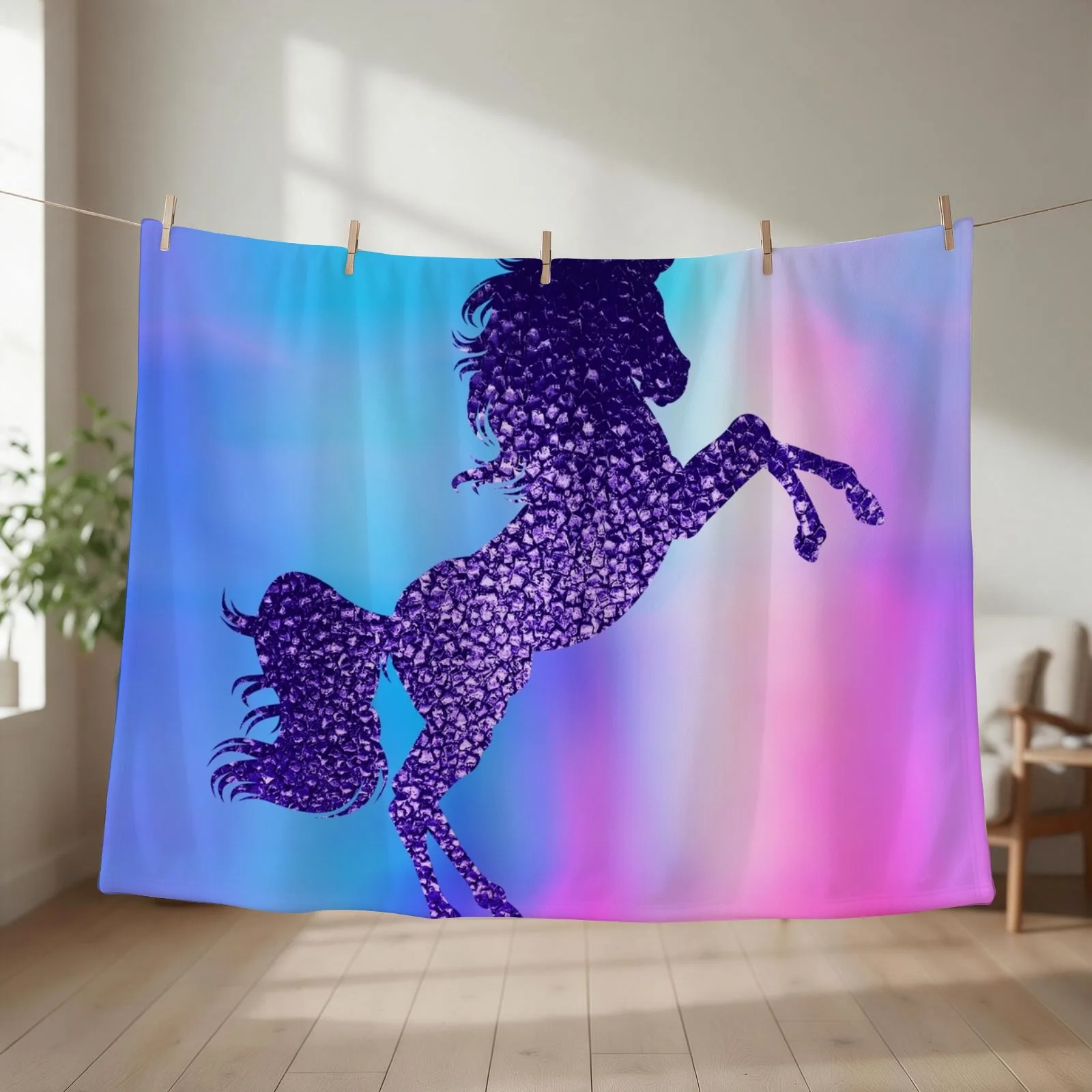 Sparkly Purple Unicorn Throw Blanket couch cozy soft plush fuzzy picnic outdoor blanket