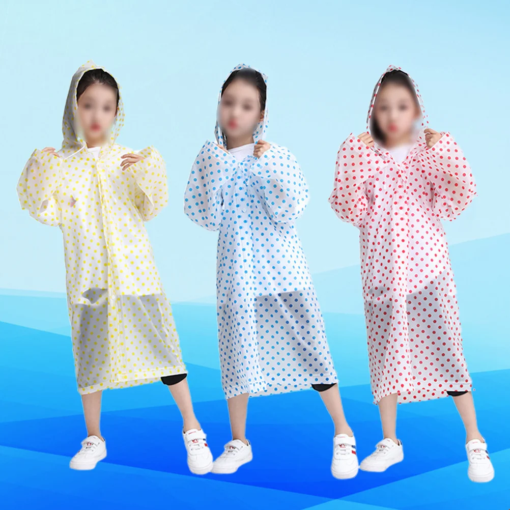 

3Pcs Thickened Kids Raincoat Eva Waterproof Portable Rain Cover Protective Suit School Outdoor Fashion Dot Pattern