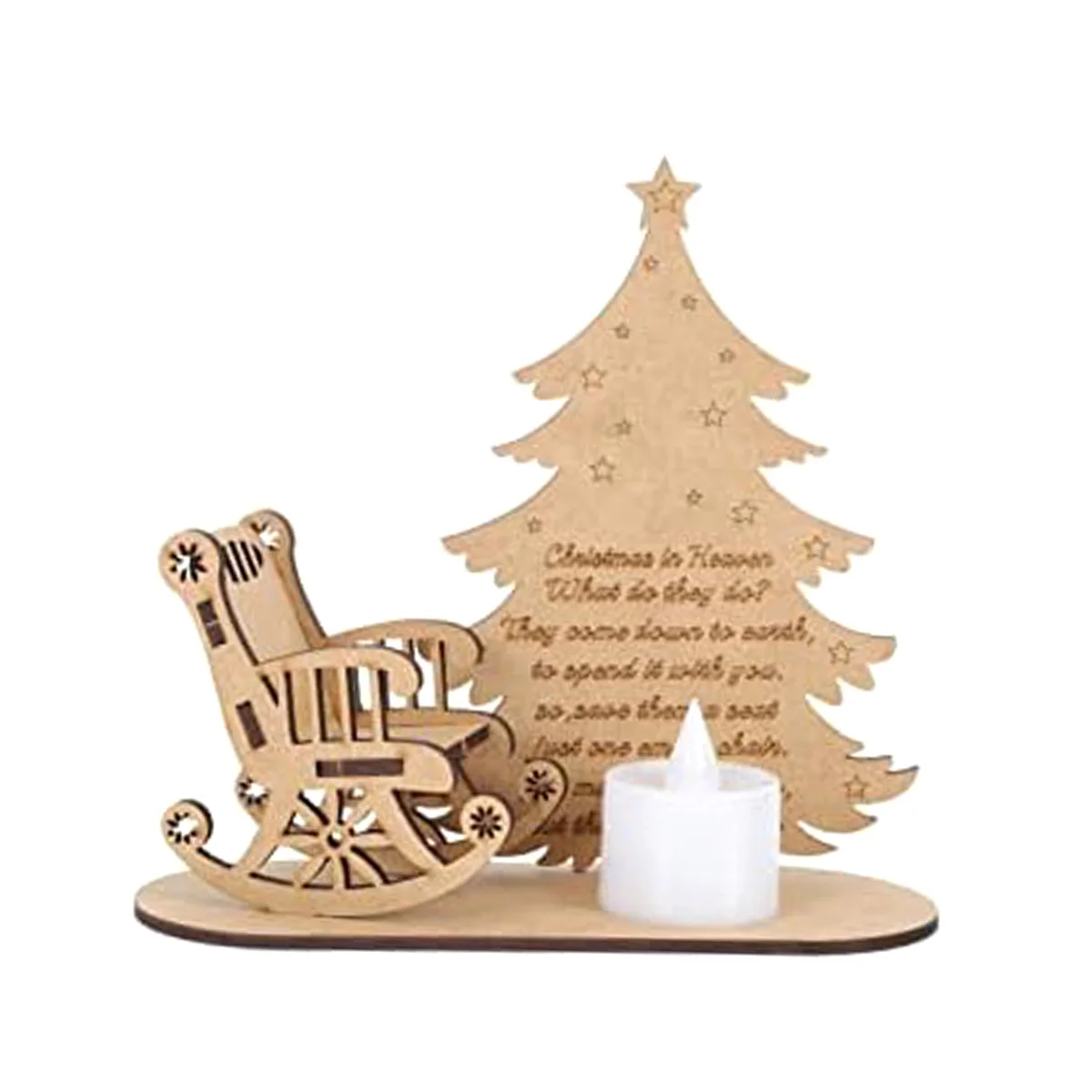 Candle Light Table Candles Wood Rocking Chair Tablescape Decor Christmas Blocks Decor Christmas Wooden Centerpiece Signs