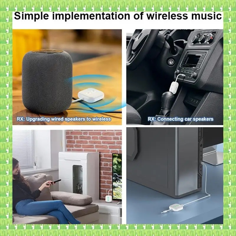 2 в 1 Bluetooth 5,3 аудиоприемник-передатчик беспроводной адаптер с микрофоном 3,5 мм AUX стерео музыка для автомобиля самолет ТВ