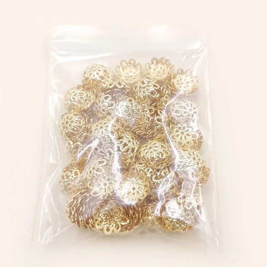 200Pcs 10MM Hollow Flower Metal Bead Caps DIY Bead Connectors Fashionable Jewelry Findings Accessories