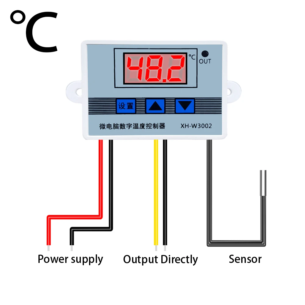 W3002 12V 24V 110V 220V LED Digital Temperature Controller Thermostat Thermometer Incubator Fridge Heating Cooling Heater