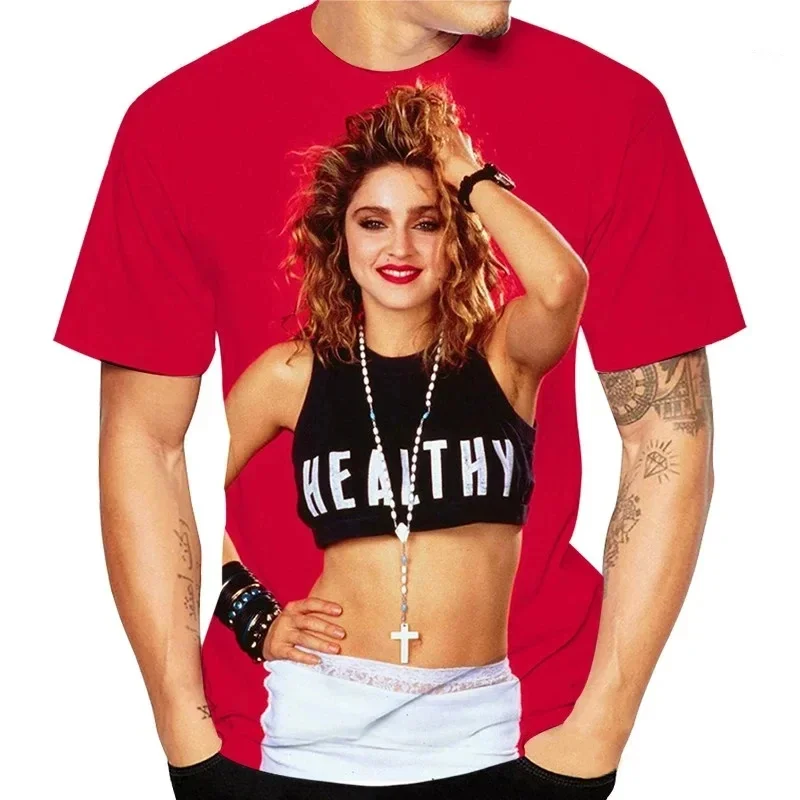 Summer New Madonna Print T-Shirt 3D Sexy Girl Pattern Men/Women Short Sleeve Tee Shirt Fashion Personality Streetwear Loose Tops view 5