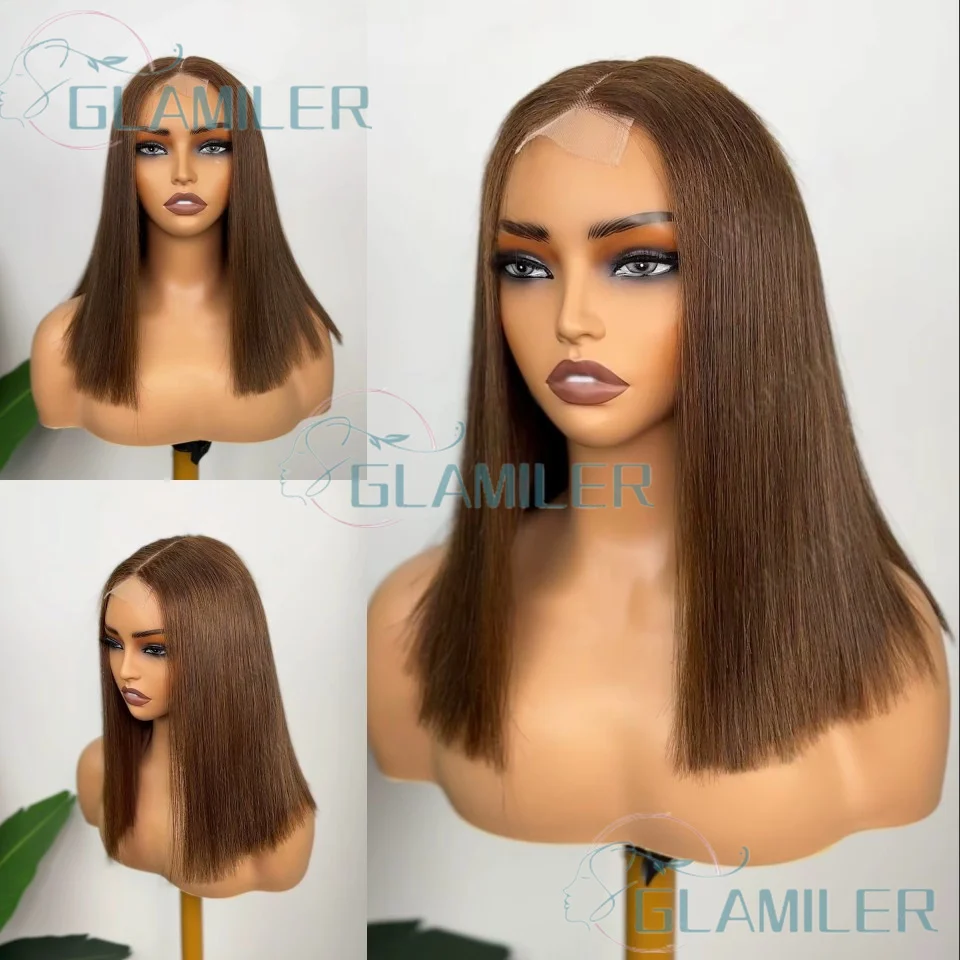 شعر بشري بني حريري مستقيم 5x5 حرير قاعدة إغلاق الباروكات قبل قطعها كامل نهاية قطع 13x6/360 كامل الدانتيل الباروكات مع عقدة ابيض