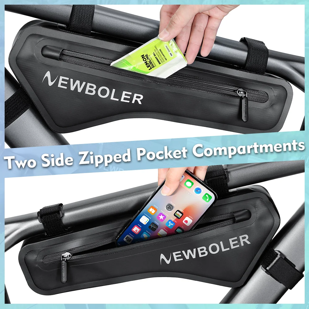 NEWBOLER Fahrradtaschen Radfahren Oberrohr Vorderrahmentasche Wasserdichte MTB Road Triangle Pannier Schmutzabweisende Fahrradzubehörtaschen – Detail 10