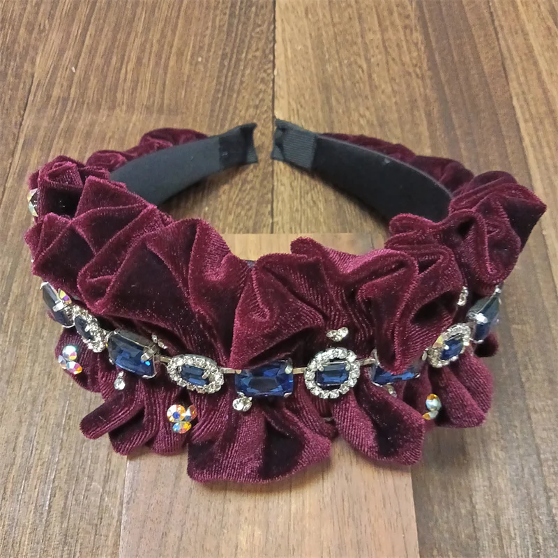 

Red Wide Baroque Rhinestone Headband Hairbands For Women Crystal Rhinestone Hairband Hair Accessories For Party Q12