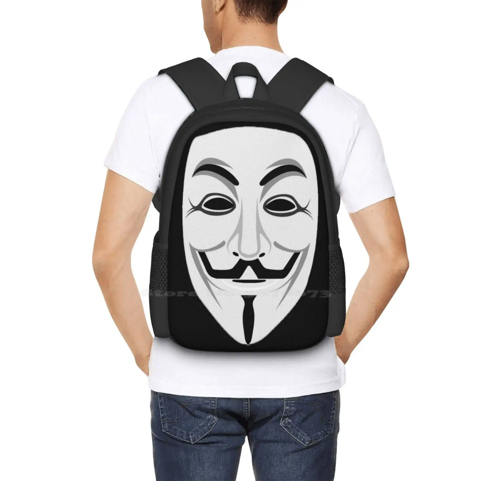 Guy Fawkes School Bags Travel Laptop Backpack Guy Fawkes V For Vendetta Anonymous Hacker Protest 5Th November Remember Gun