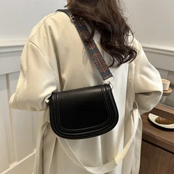 Fashion Small Flap Bag Designer Wide Strap Saddle Shoulder Bags Luxury PU Leather Crossbody Bag Trend Small Phone Purses