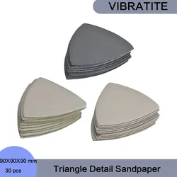90X90X90 mm Triangle Wet and Dry  Sandpaper 30 Pcs Assorted 2500/3000/4000 Grit Hook and Loop Sanding Paper for Polishing Wood