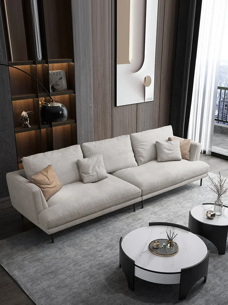 

Super Wide Sitting Deep Modern Minimalist Four-Seat Straight Light Luxury Italian Minimalist Sofa