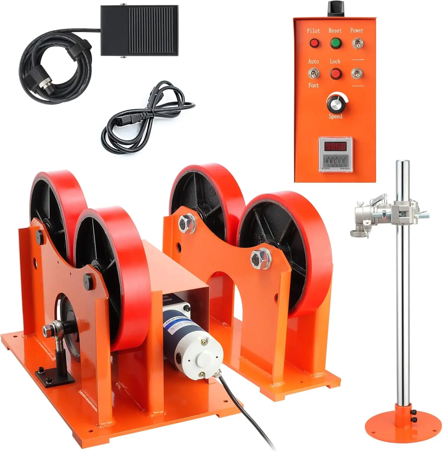 110V Turning Rolls Linkage Roller, 1000KG/2205LBS Loading Welding Turning Roll, 25-1400mm Diameter, 80-1600 mm/min Rotary