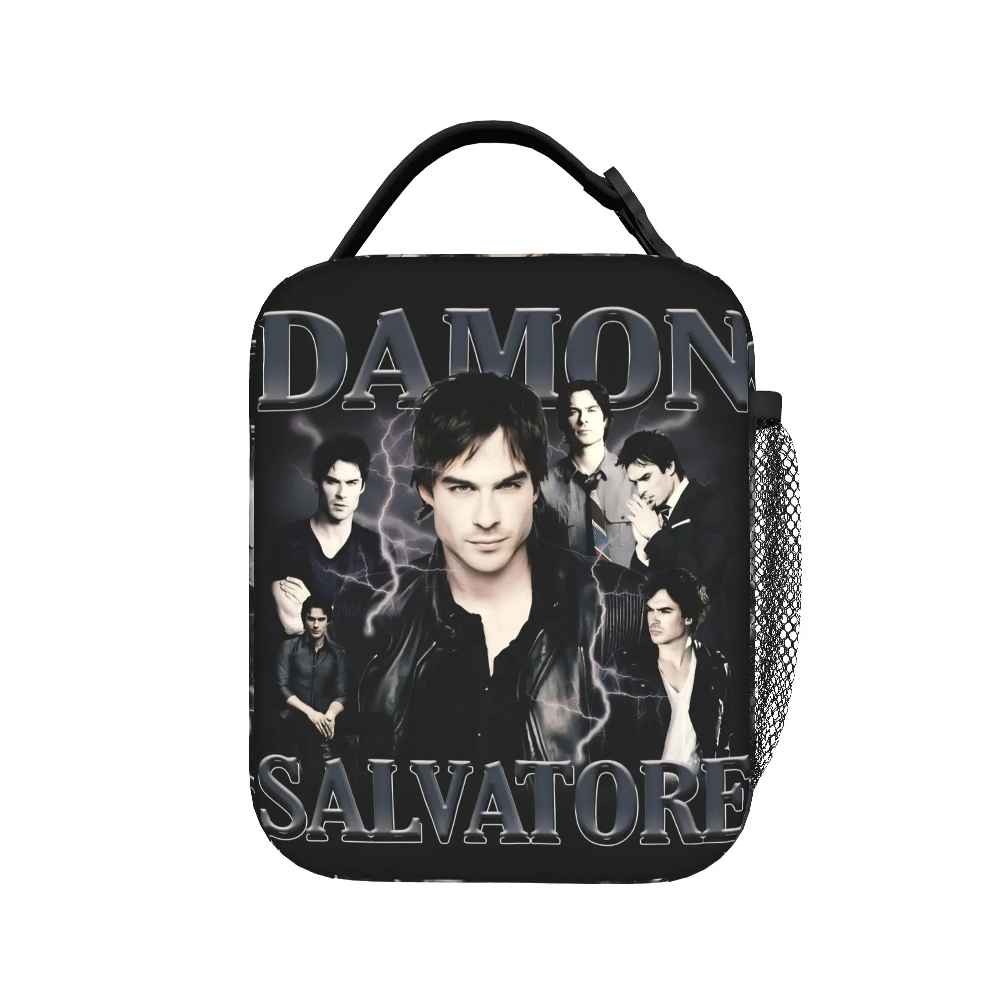 

Многоразовая сумка для обеда в стиле фильма «Дневники вампира», ретро-ланчбокс с Дэймоном Сальваторе, термосумка для еды для детей, школьная сумка-холодильник, термосумки для обеда