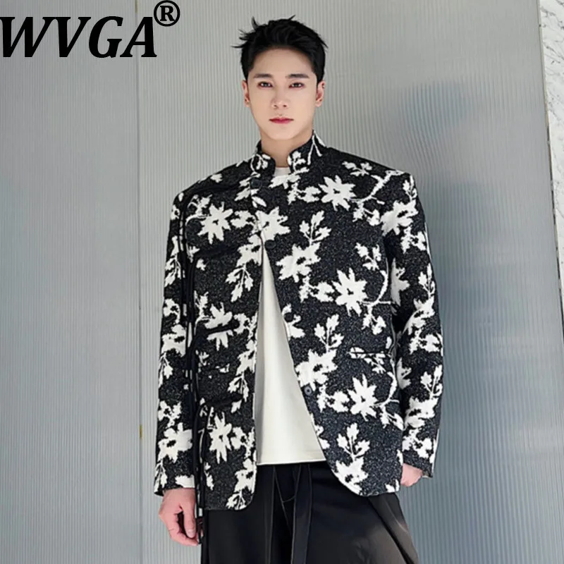

WVGA Зимний новый мужской прилив в китайском стиле с воротником-стойкой, модный пиджак с принтом, нишевый шикарный повседневный пиджак с длинными рукавами, Ins W14375