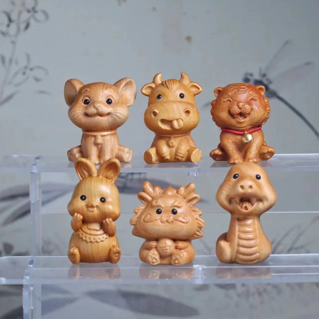 Cliff Cypress Wood Carving 12 Zodiac Office Accessories Mini Cute Wooden Snake Rabbit Animal Home Decoration Birthday Gifts