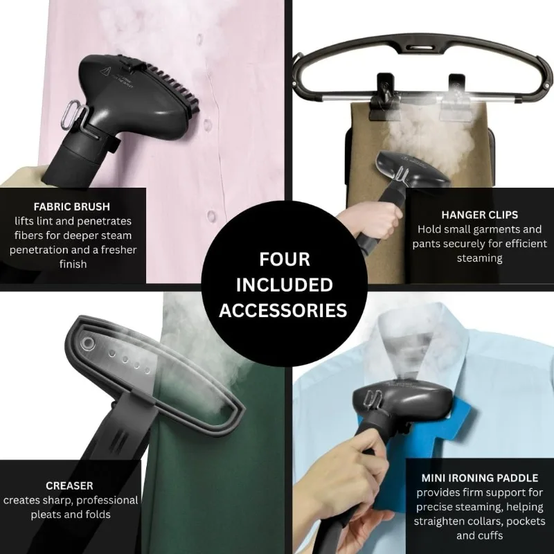 جهاز بخار الملابس المزدوج من سلسلة SALAV Deluxe Professional مع دواسات القدم و3 عبوات إزالة الكالسيفائر، ولوحة من الفولاذ المقاوم للصدأ