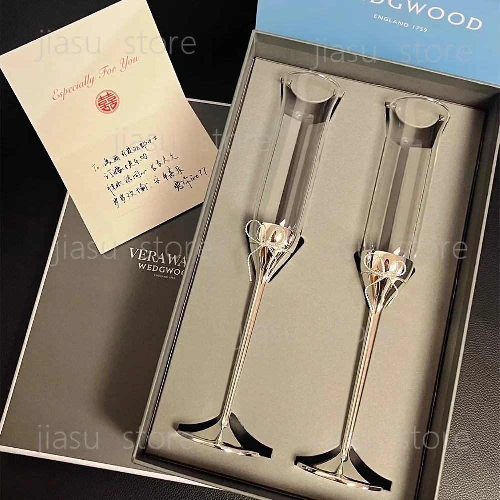 Couple Love Knots Champagne Wine Glass Set, Elegant Goblet Pair Perfect for Engagement Birthday Romantic Gift