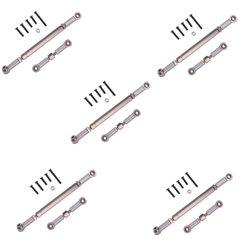 REPLA-20X RC Steering Rod CNC Machining Aluminum Alloy Steering Linkage Rod Set For WPL 1608T,Grey