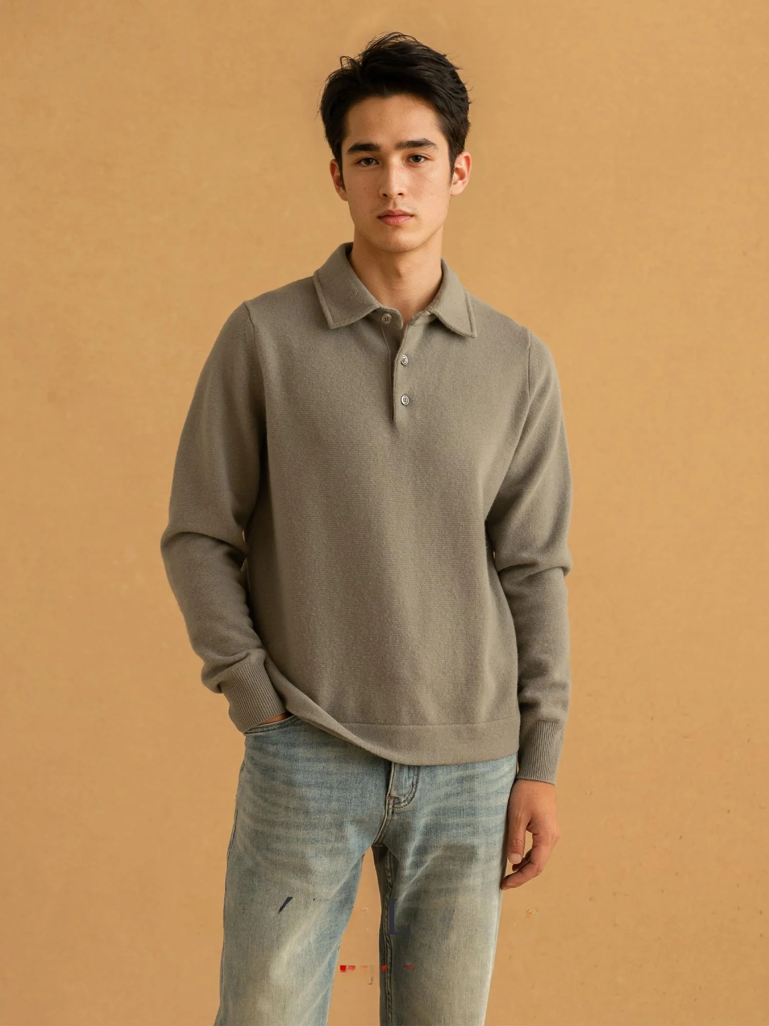 

Мужской шерстяной вязаный свитер PUPP Pure Color с длинным рукавом, городской стиль, для повседневной носки, теплый, для молодых мужчин, зимний базовый слой