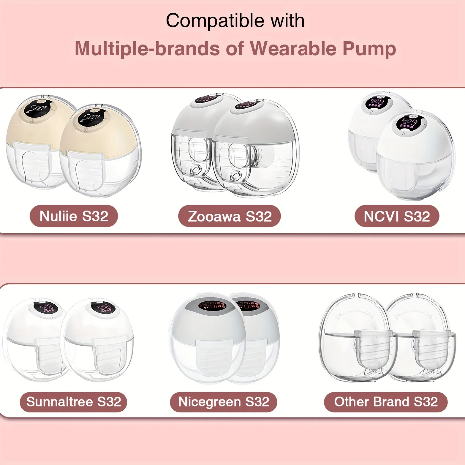 6 قطع صمام منقار البط وغشاء من السيليكون متوافق مع ملحقات مضخة الثدي eufy S1 Pro/S1/E10، NCVI/Zooawa/Nuliie S32