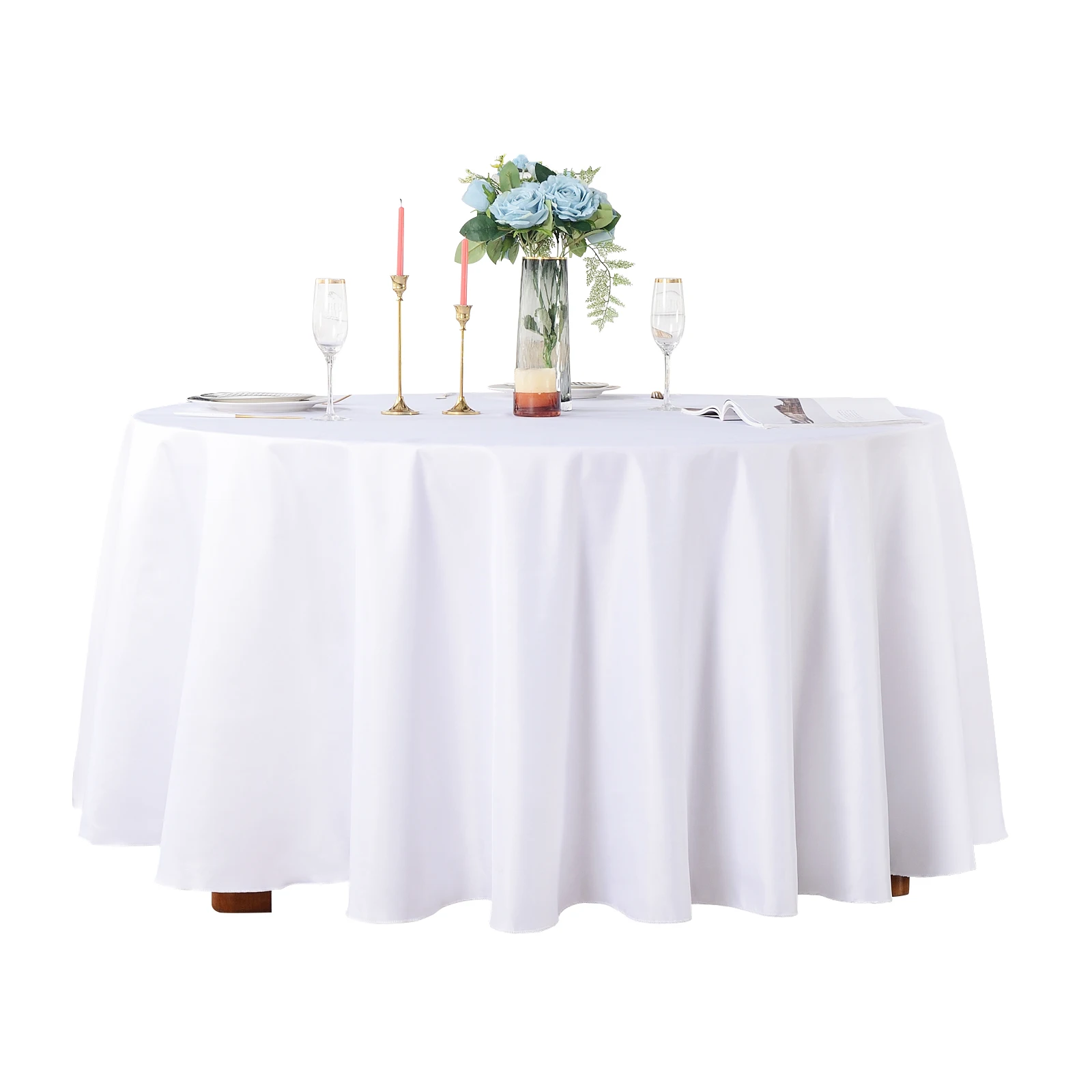 Satin Tablecloths Round Solid Table Cover White for Restaurant Birthday Wedding Party Hotel Round Table Cloth Home Decoration