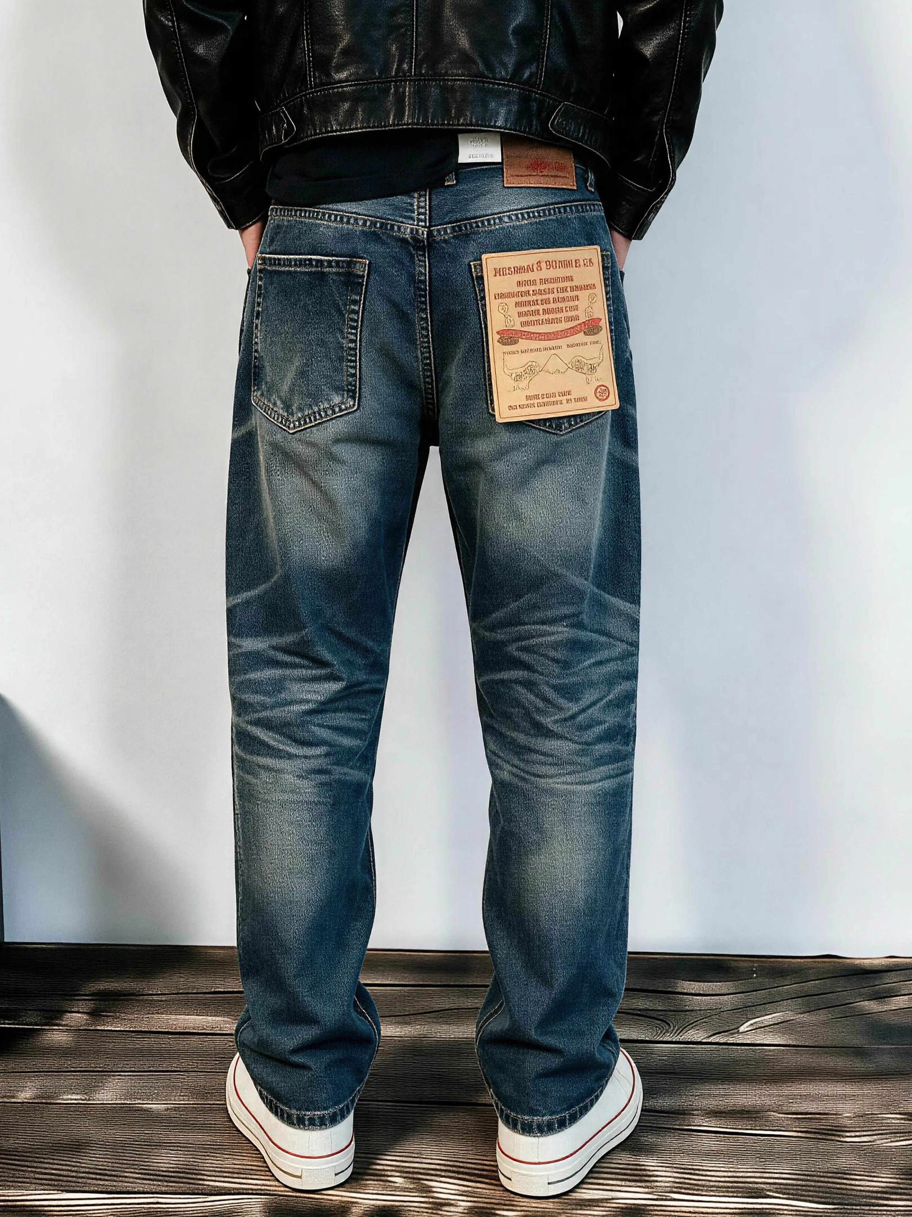 2026 Autumn New American Retro Heavyweight Wear-resistant Stretch Multiple Pockets Jeans Men's Fashion Washed Straight Trousers