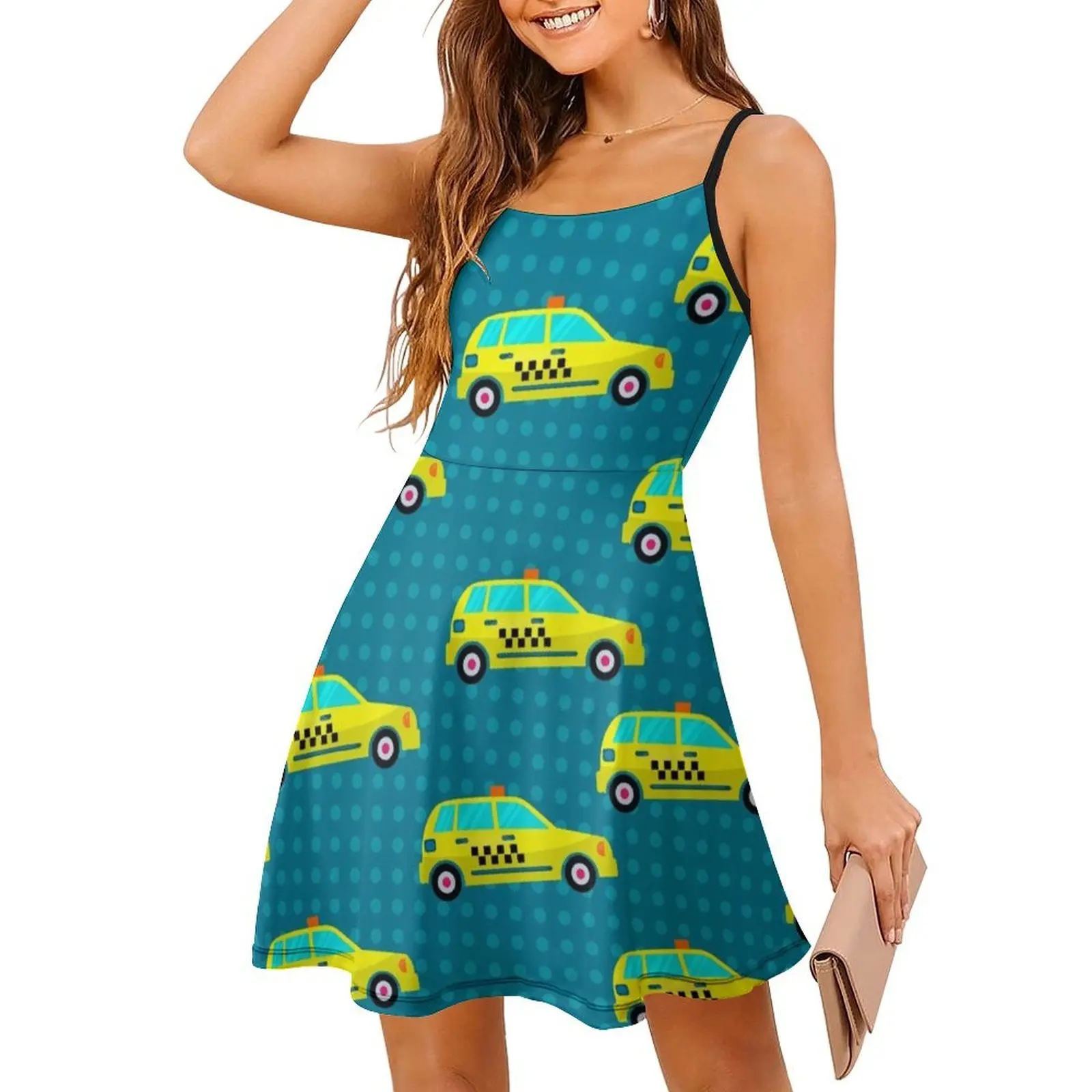 سيارة أجرة سلس نمط بوهو شيك فستان أنيق موضة شاطئ حفل زفاف ثوب السيارات السيارات خلفية خلفية الصبي