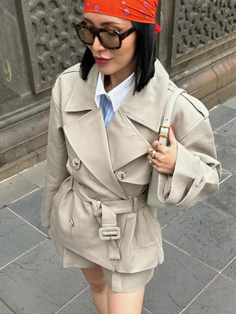 

Женские повседневные шорты с длинными рукавами и эластичной резинкой на талии, однотонный двубортный топ с лацканами, новинка 2023 года, осенний офисный наряд для поездок на работу