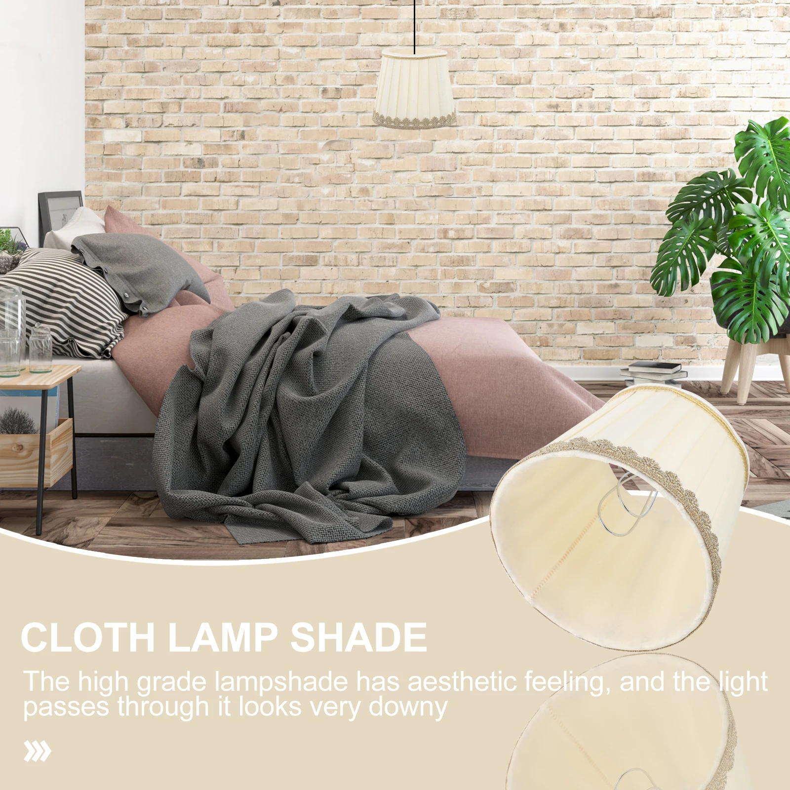 

Pleated Lampshade Chiffon Light Cover Replacement Accessory Durable Lamp Shade for Living Room Bedroom Warm Lighting