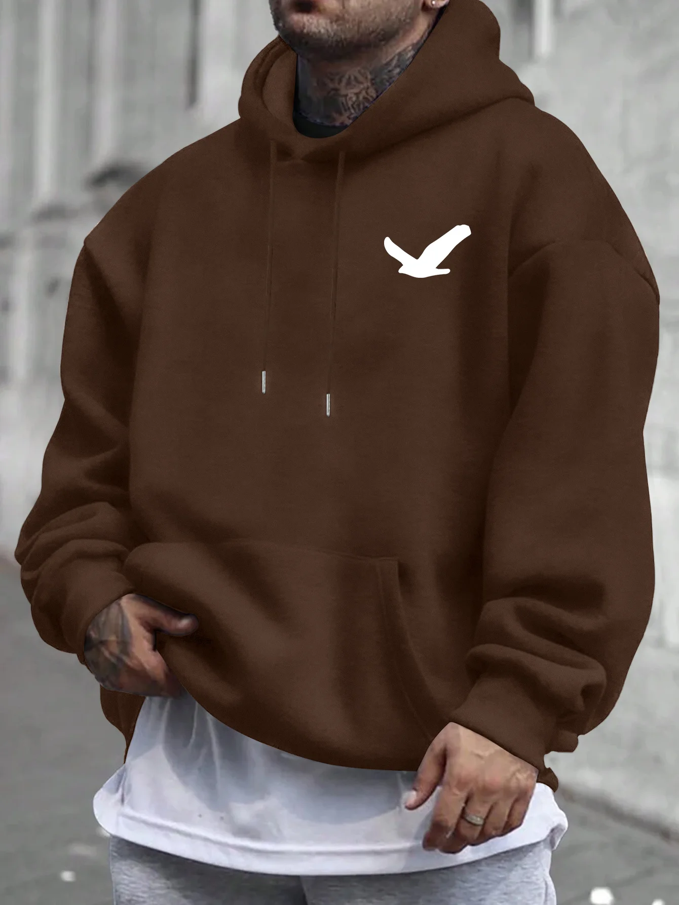 الرجال عارضة مقنعين البلوز طباعة الكنغر جيب قابل للتعديل الرباط هود آلة قابل للغسل العادية تناسب عارضة ارتداء هوديي #4