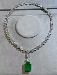 Valuable Lab Emerald Diamond Necklace 100% Real 925 Sterling Silver Engagement Wedding Chocker Necklace For Women Bridal Jewelry