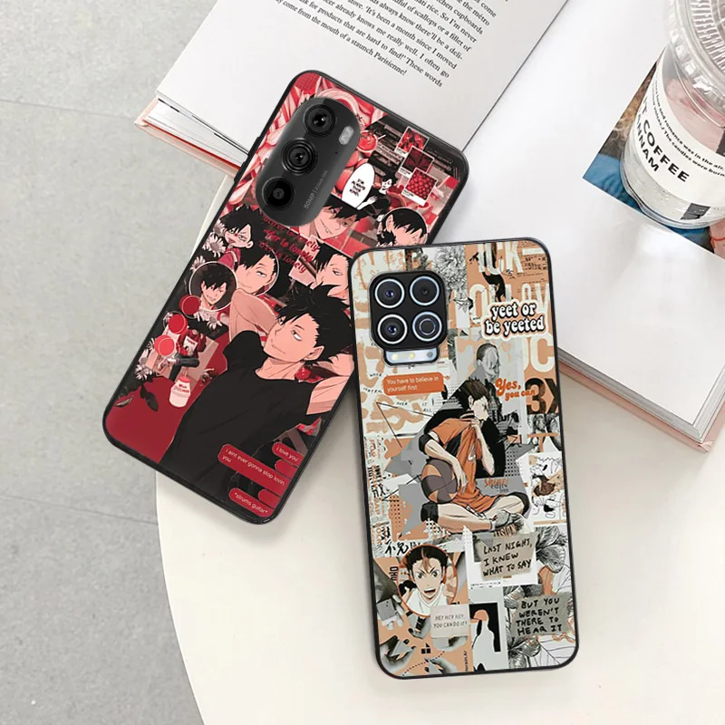 Black Matte Phone Case for Motorola Moto G50 G73 G53 G72 G52 G30 G31 G60 G71 G22 G9 G60S Haikyuu!!! Volleyball Manga Soft Cover