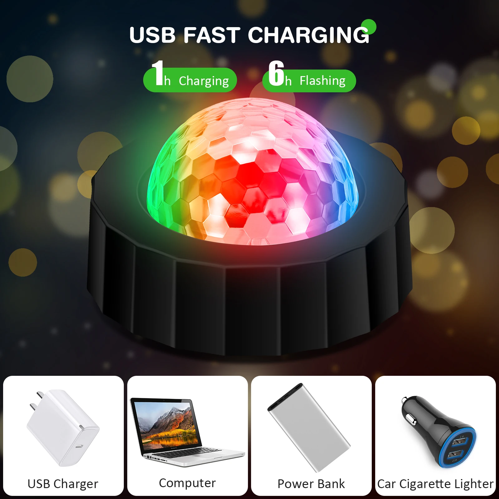 ポータブルLEDステージライト,マジックボール,USB充電式,カラフルライト,バー,クラブ,ステージ効果,音楽用