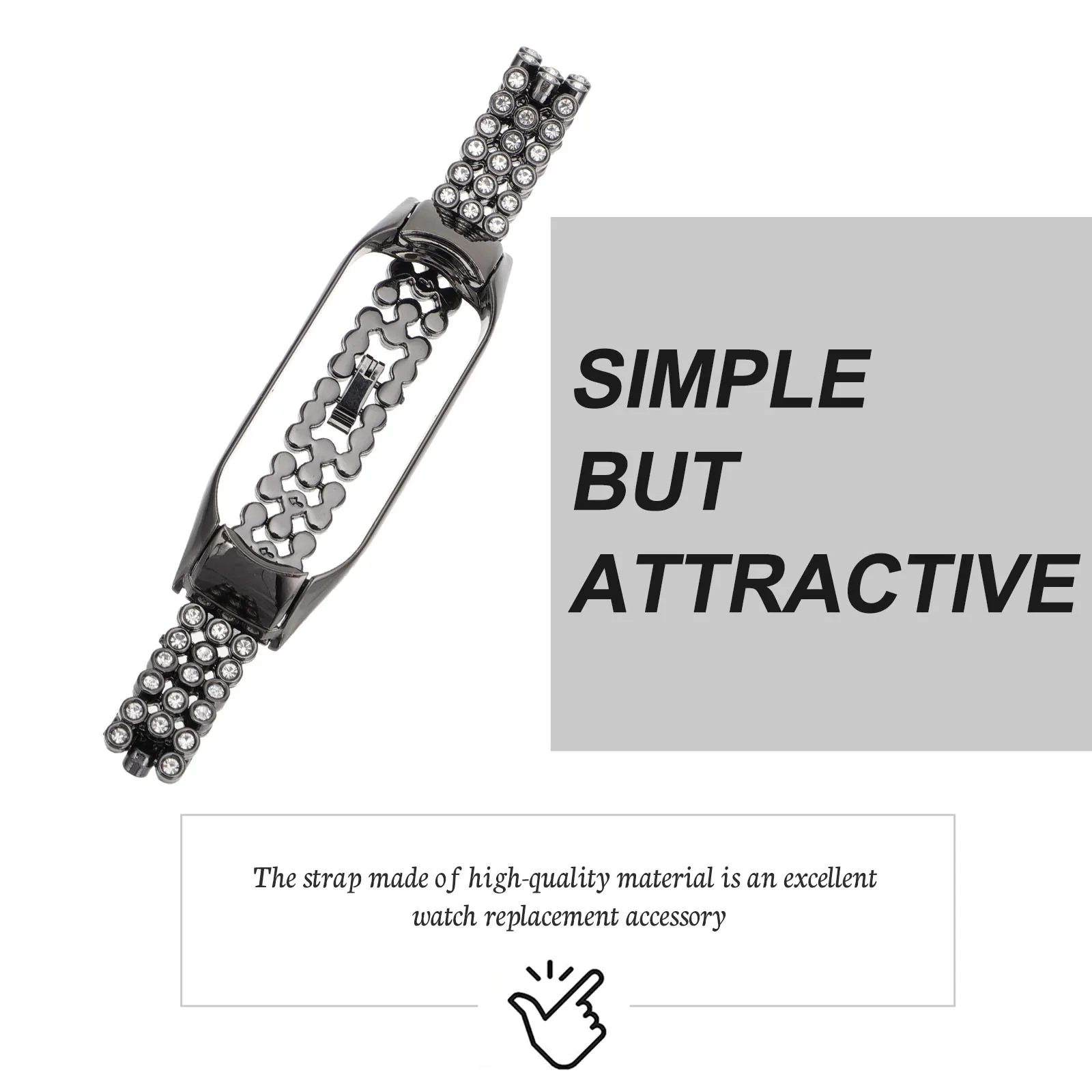 

1 pc Rhinestone Watch Band Stainless Steel Shiny Strap For 5 Replacement Durable Fashion Accessory Modern Wristband