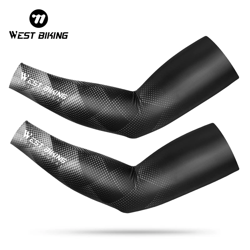 WEST BIKING Summer lce Silk Arm Sleeves High Elastic Breathable Outdoor Sports Sun Protection Arm Sleeves Cycling Running Gear